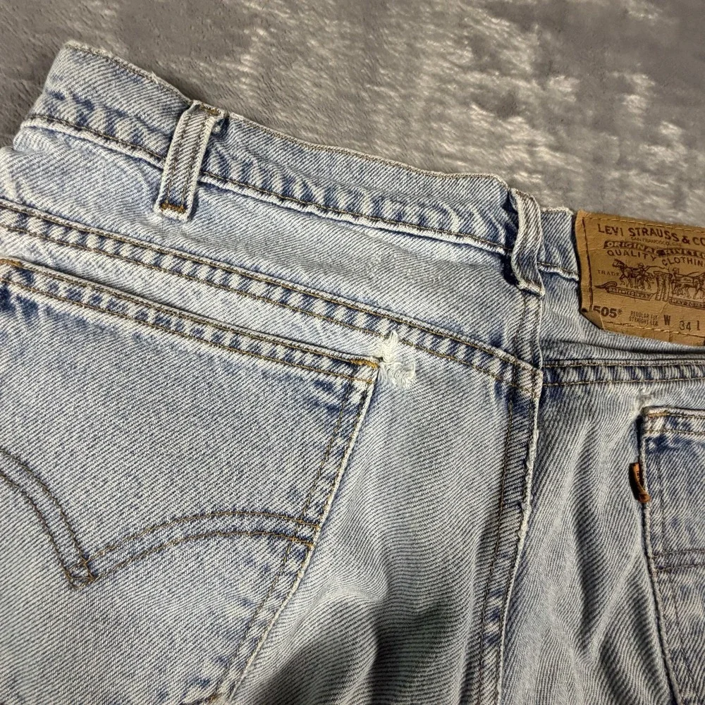 Vtg Levi's 505 Orange Tab Jeans Men's 34x32 Fit 34x31 Light Wash Distressed 90's